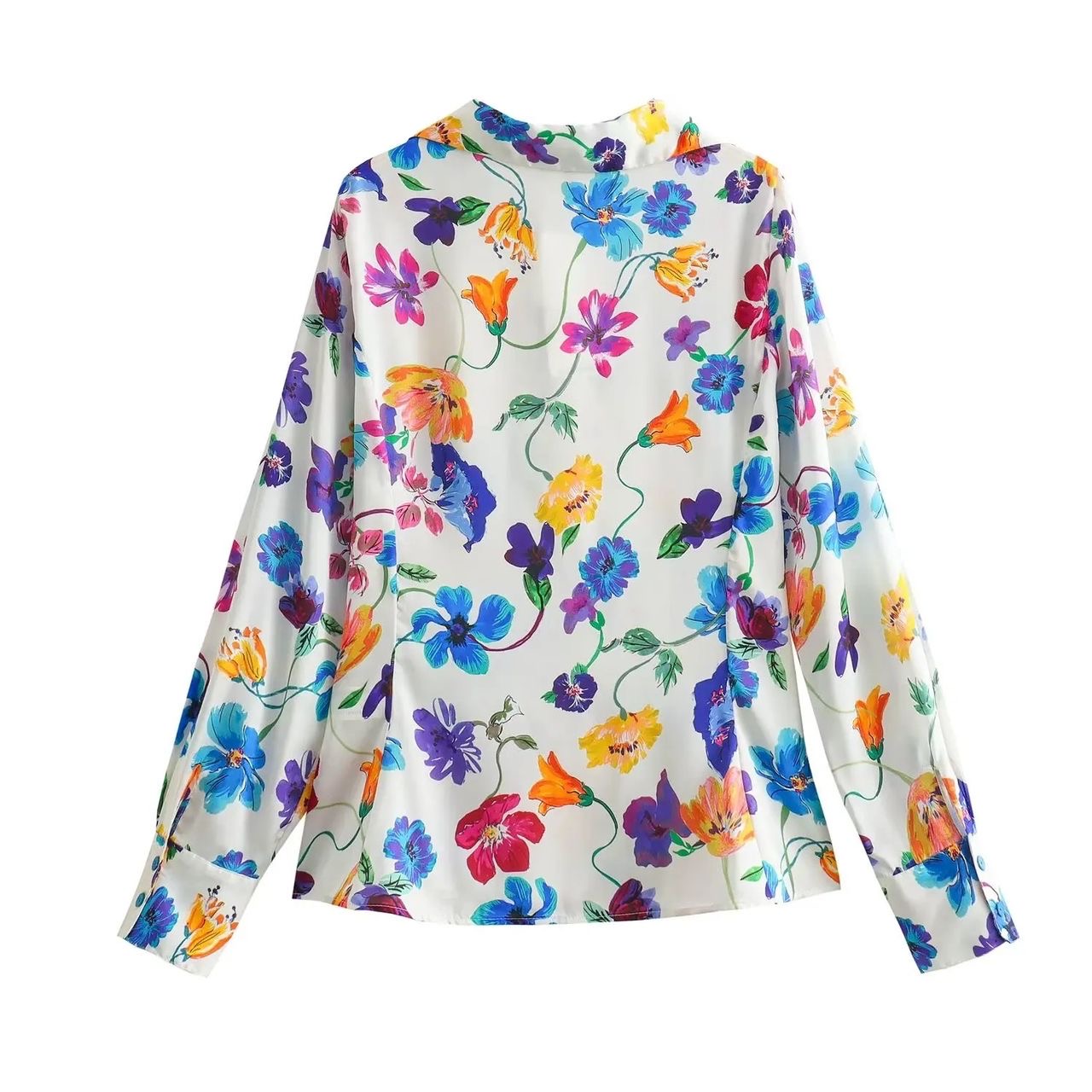 Satin floral print shirt