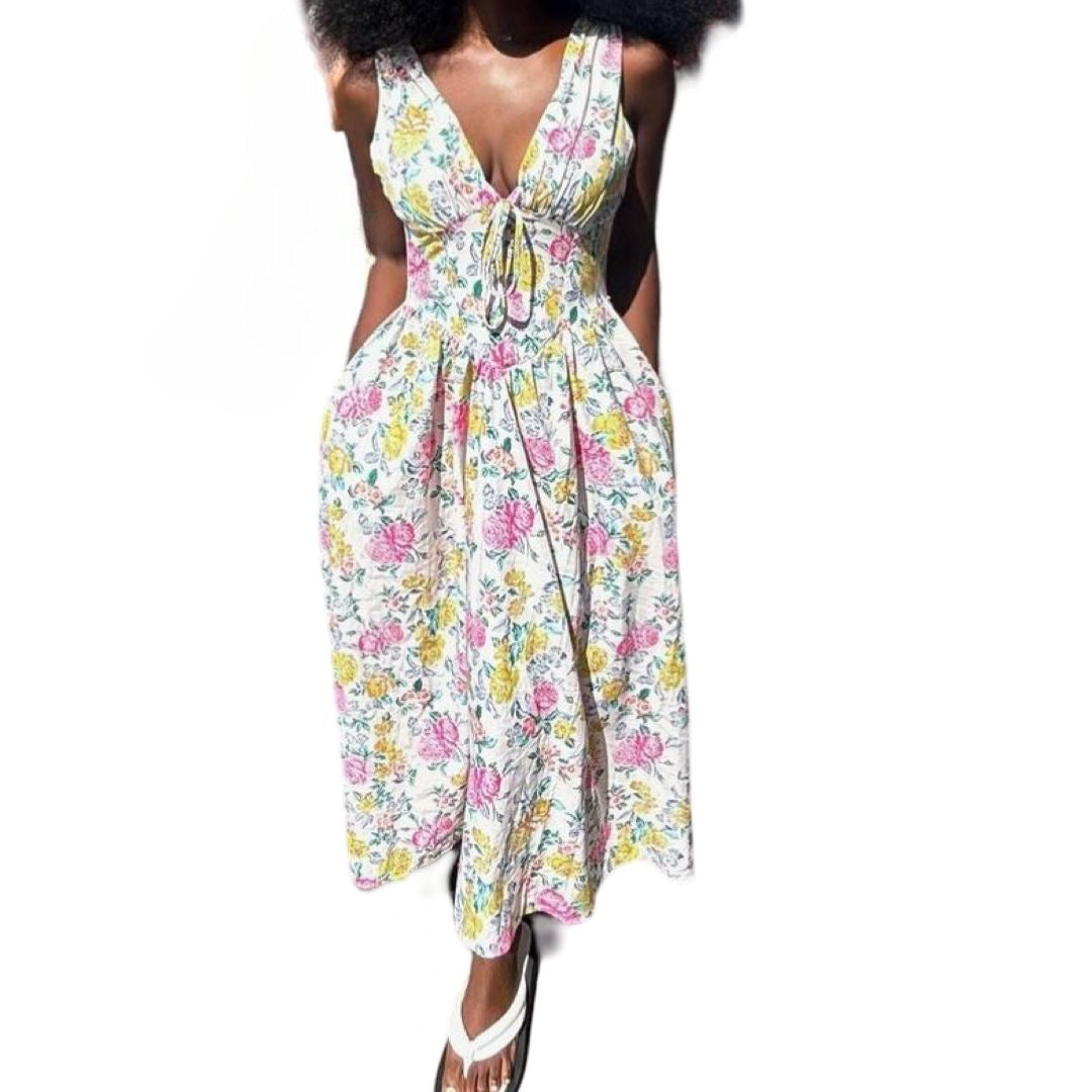 V Neck floral Dress