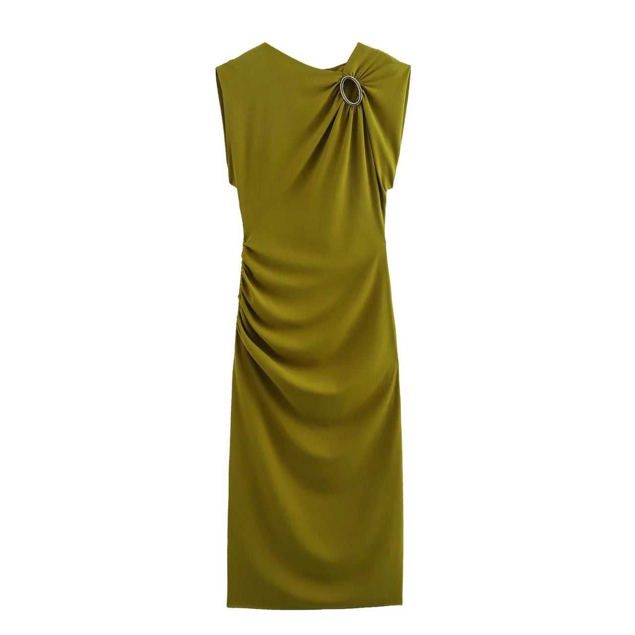 Olive green midi dress