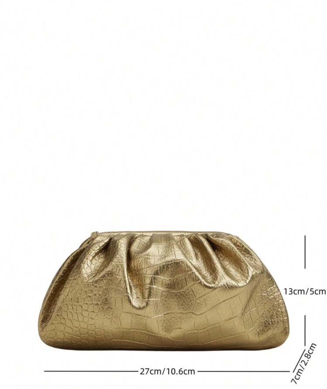 Croc Embossed Ruched Clutch Bag