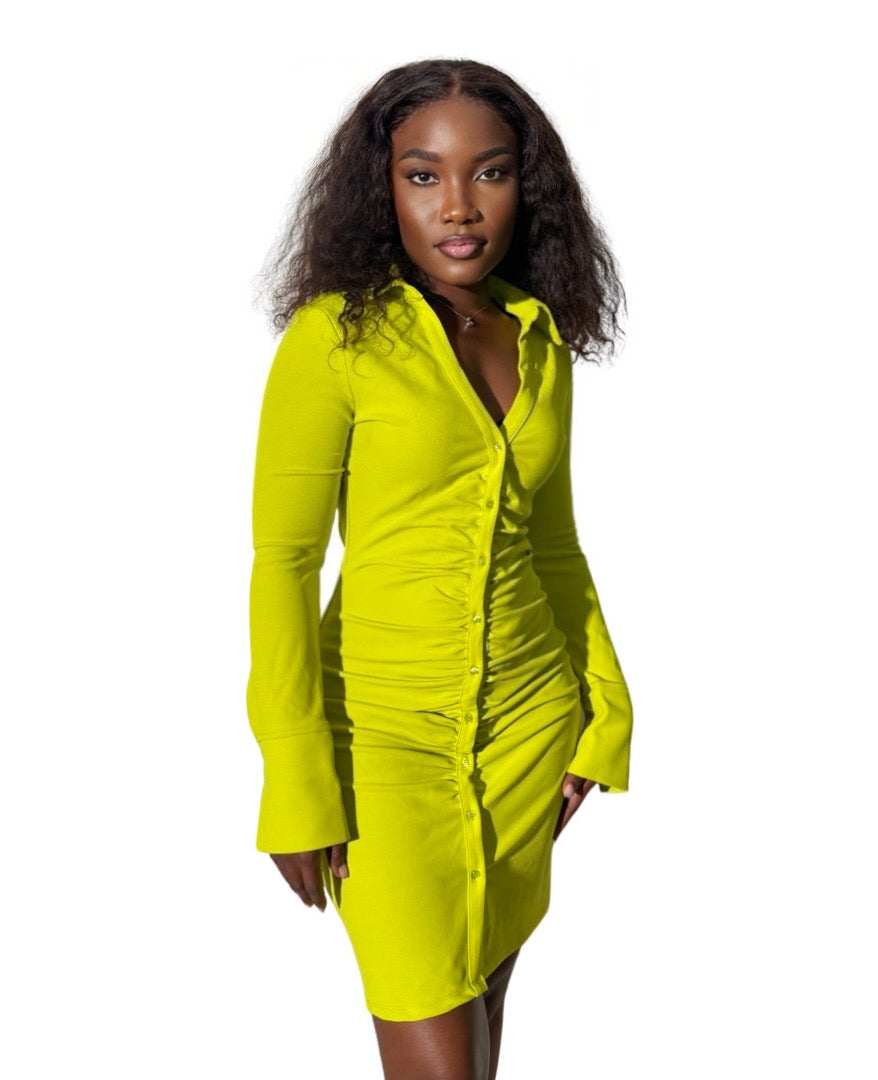 Lemonade ruched dress